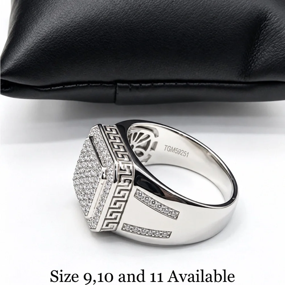 925 Sterling Silver 2.00CTW MOISSANITE Square Men’s Ring Size 9,10 or 11